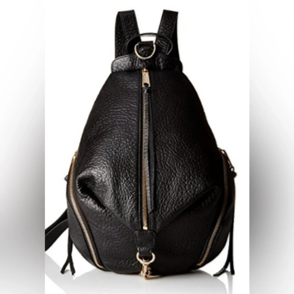 Rebecca Minkoff Black Leather Backpack with Gold Hardware